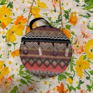 Embroidered crystal circle purse